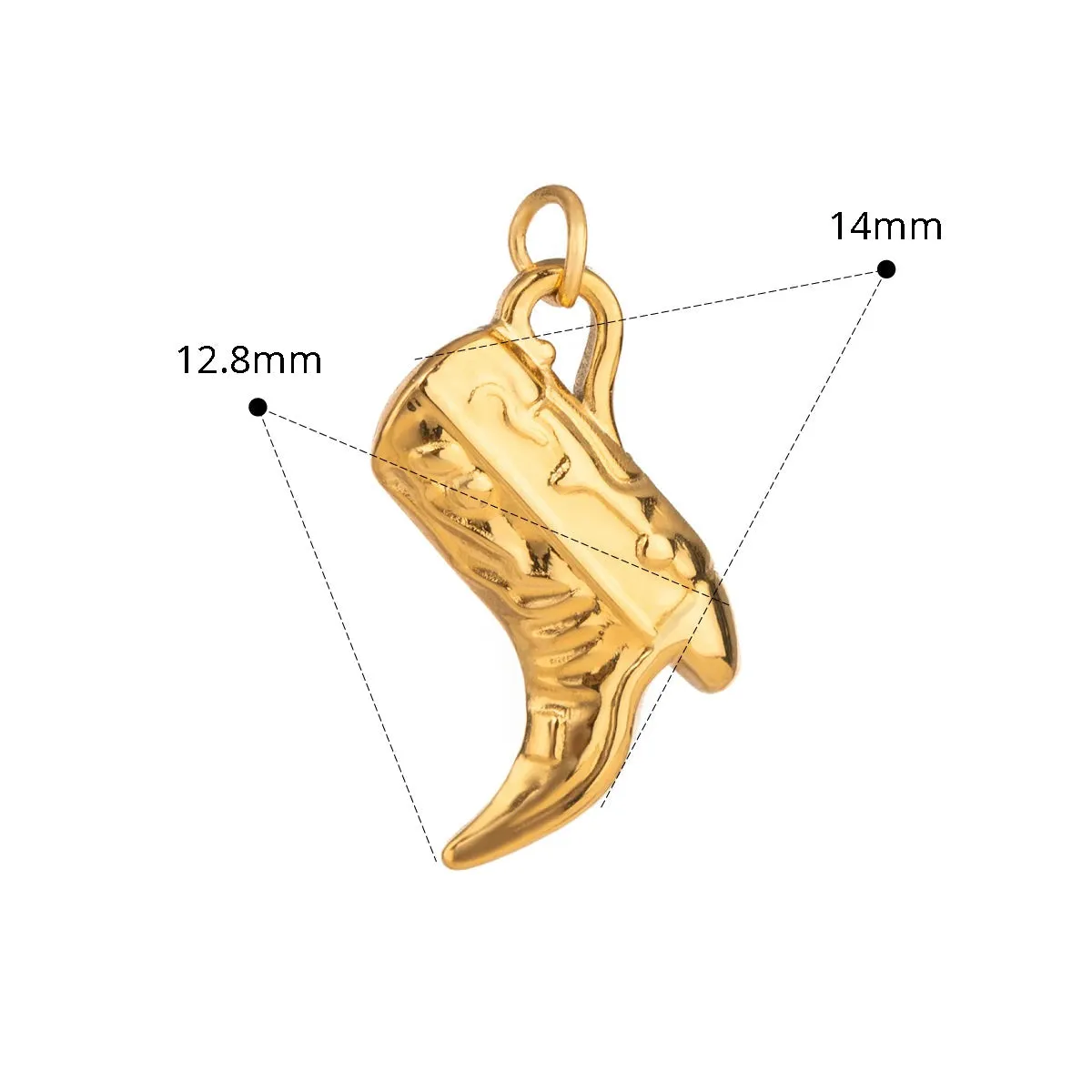 14mm Cowboy Boot Charm Pendant - Waterproof Gold - Sold Individually - A021