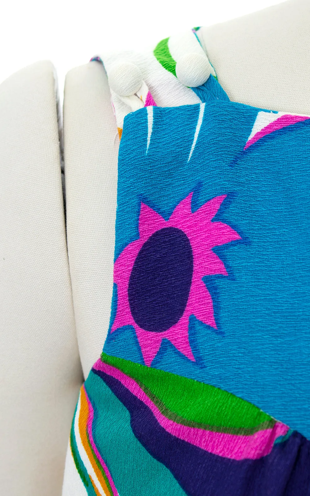 1970s Bold Floral Maxi Dress with Pockets | small/medium