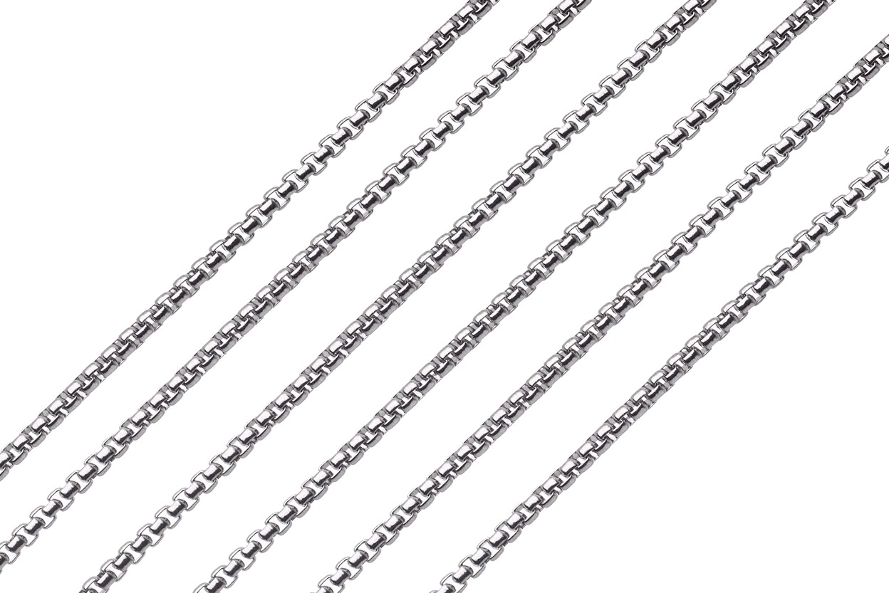 2mm Venetian Box Chain - Made of Stainless Steel - Sold by the foot - Ch-77SS