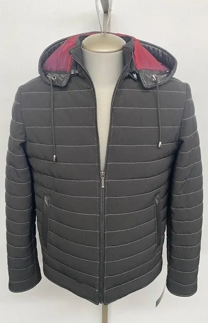 4901 Clearance - Men's Quilted Softshell Bomber Jacket w/leather trims