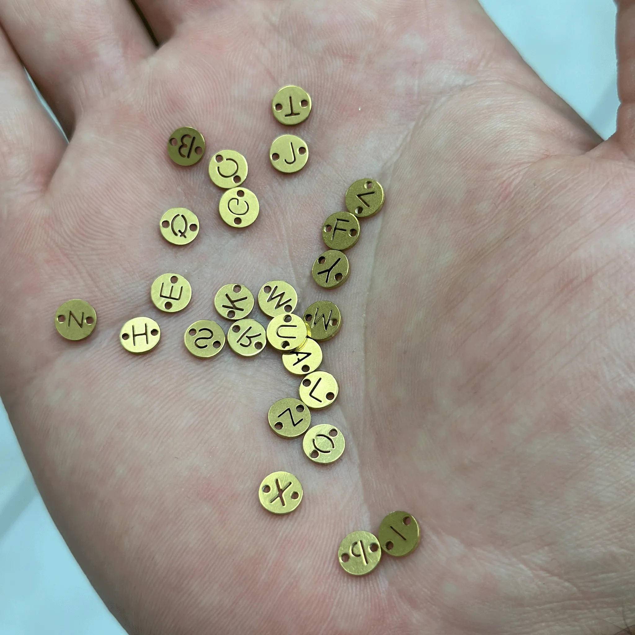 6mm Alphabet Letter Jewelry Connectors - Available in Silver Stainless Steel and Waterproof Gold - Sold Individually