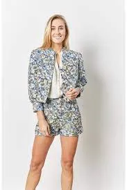 Blue Floral Bomber jacket