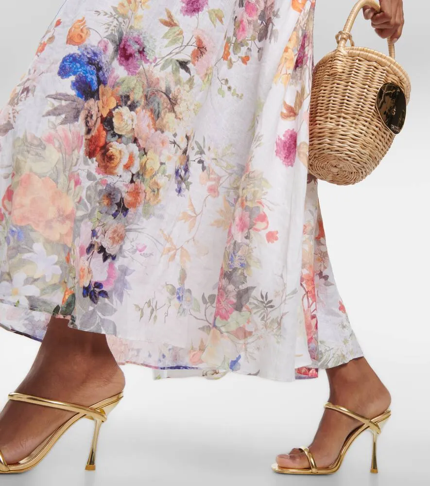 Camilla Bustier floral linen maxi dress