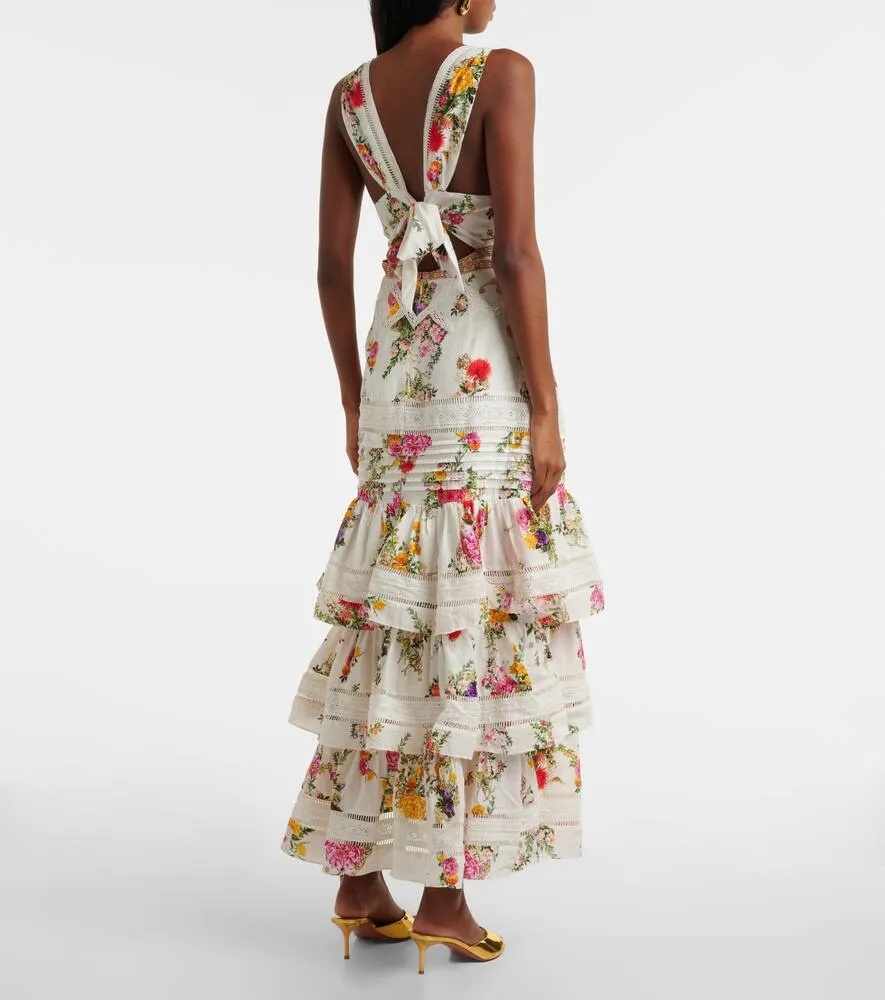 Camilla Floral tiered cotton and silk maxi dress