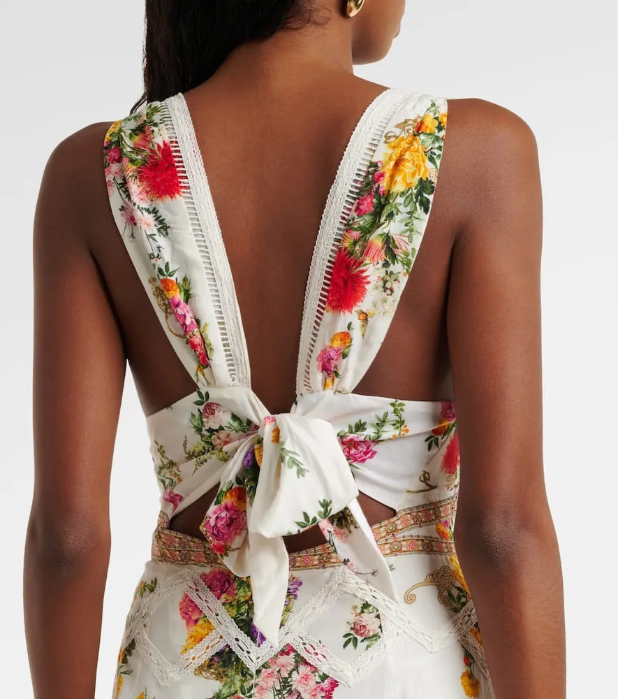 Camilla Floral tiered cotton and silk maxi dress