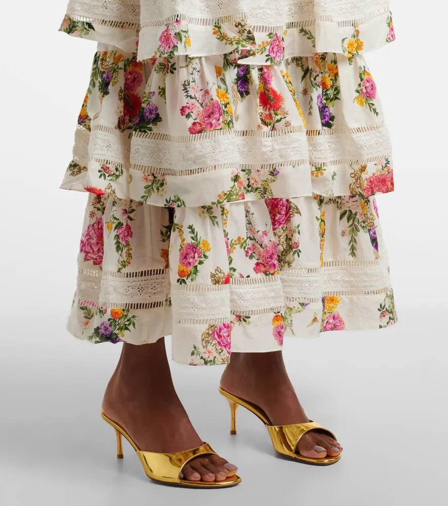 Camilla Floral tiered cotton and silk maxi dress