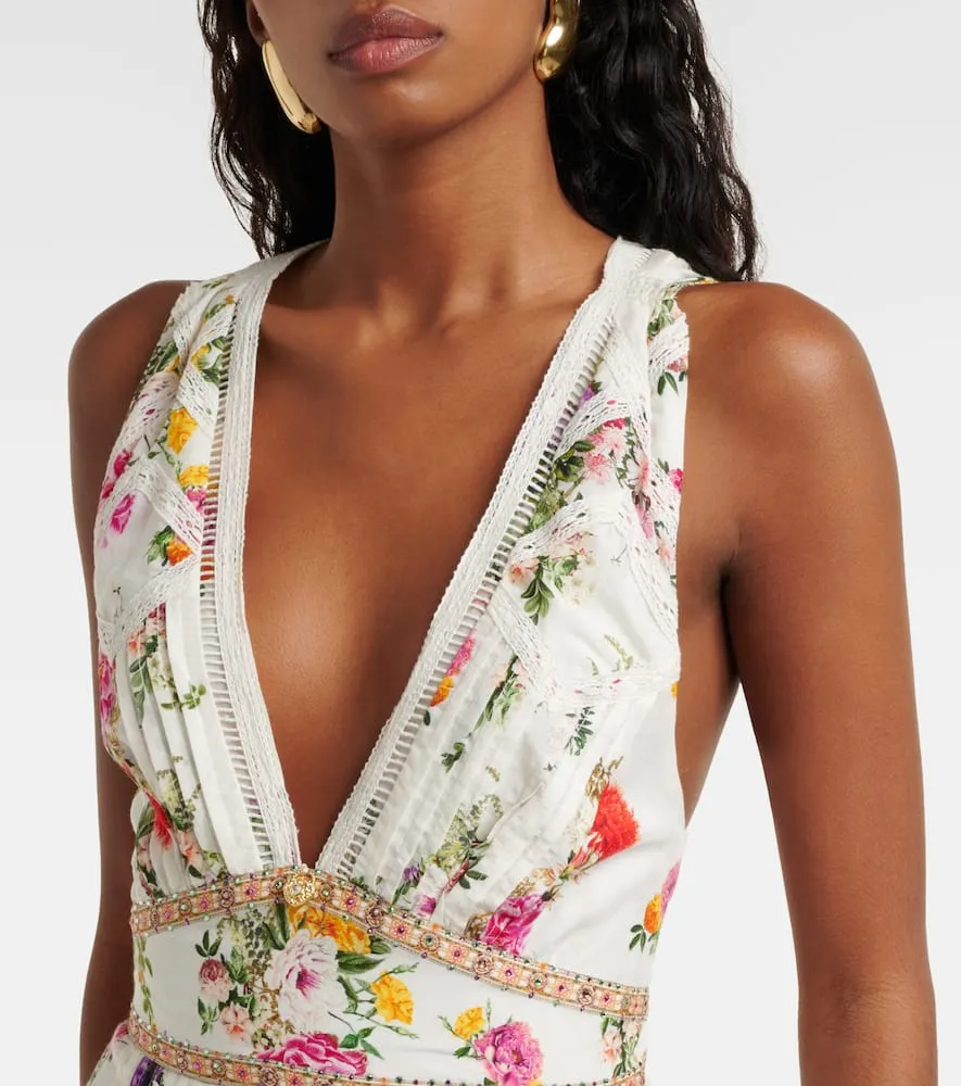 Camilla Floral tiered cotton and silk maxi dress