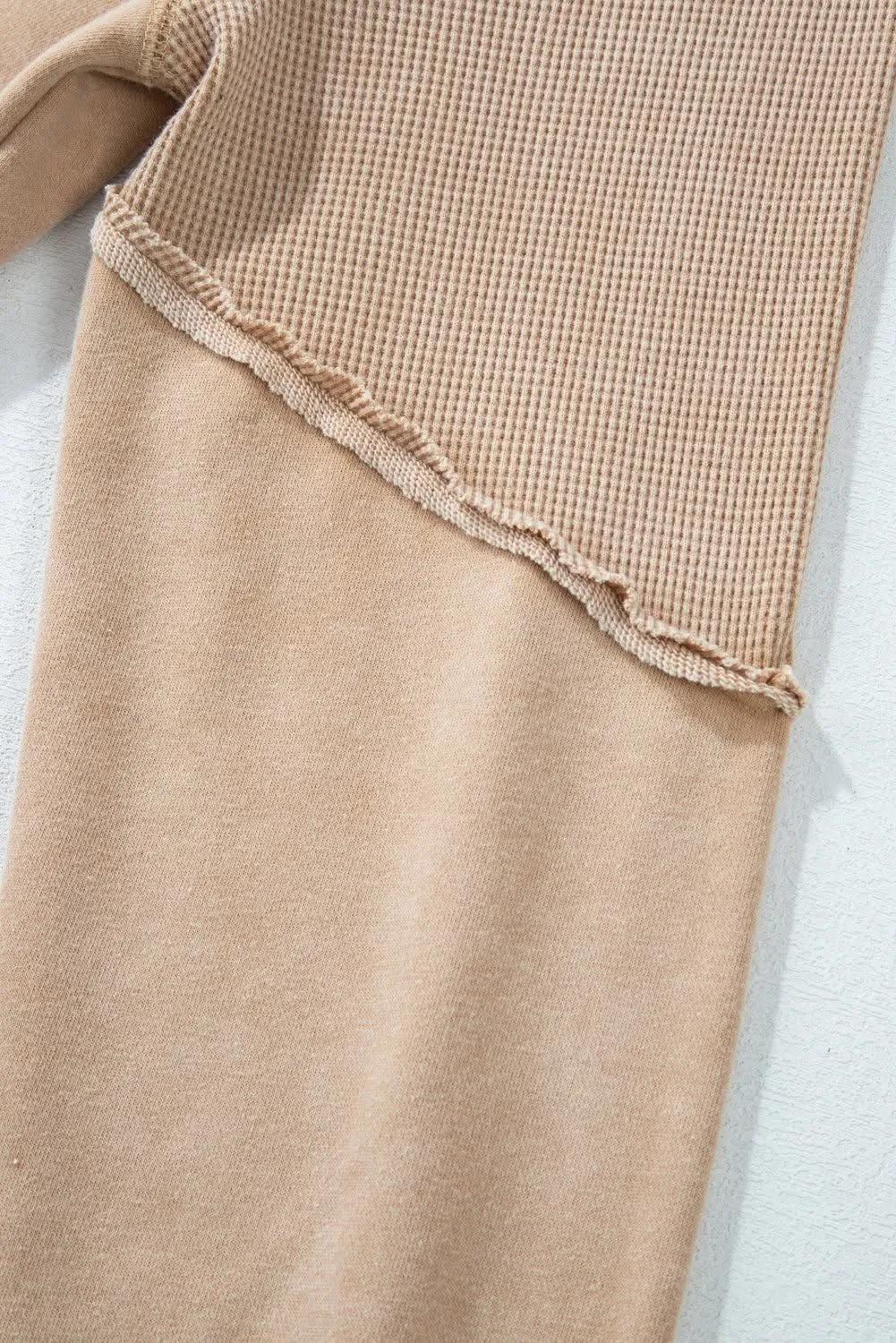 Chic light beige waffle knit sweatshirt