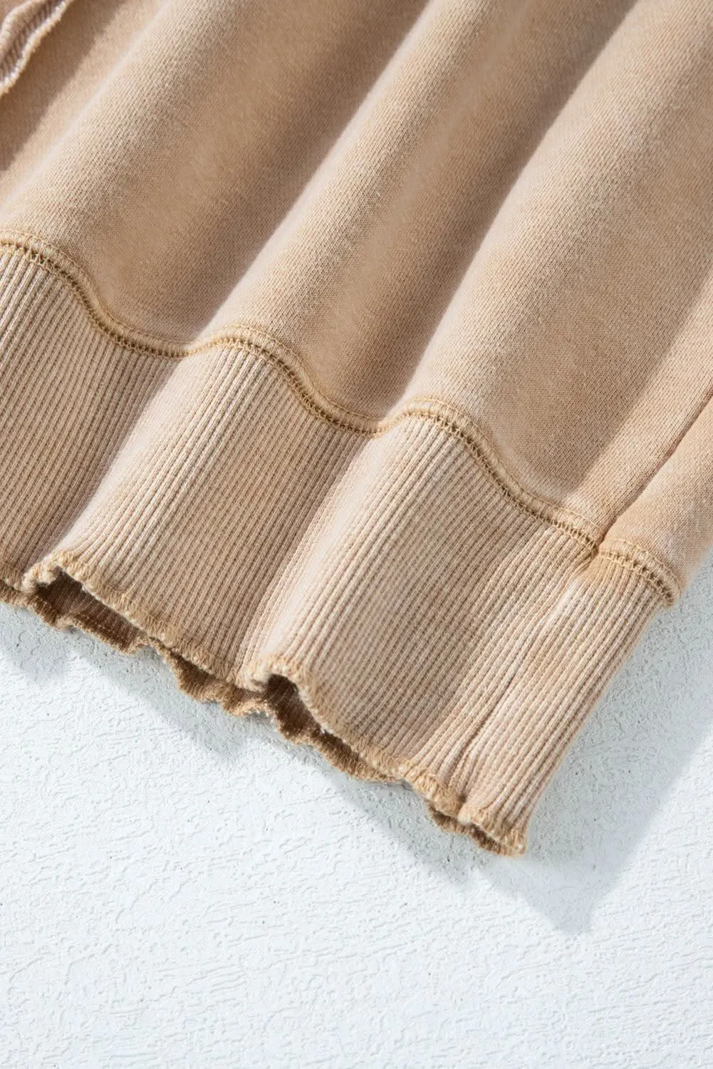 Chic light beige waffle knit sweatshirt