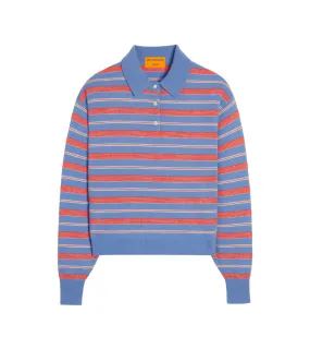 Collegiate Stripe Polo in French Blue