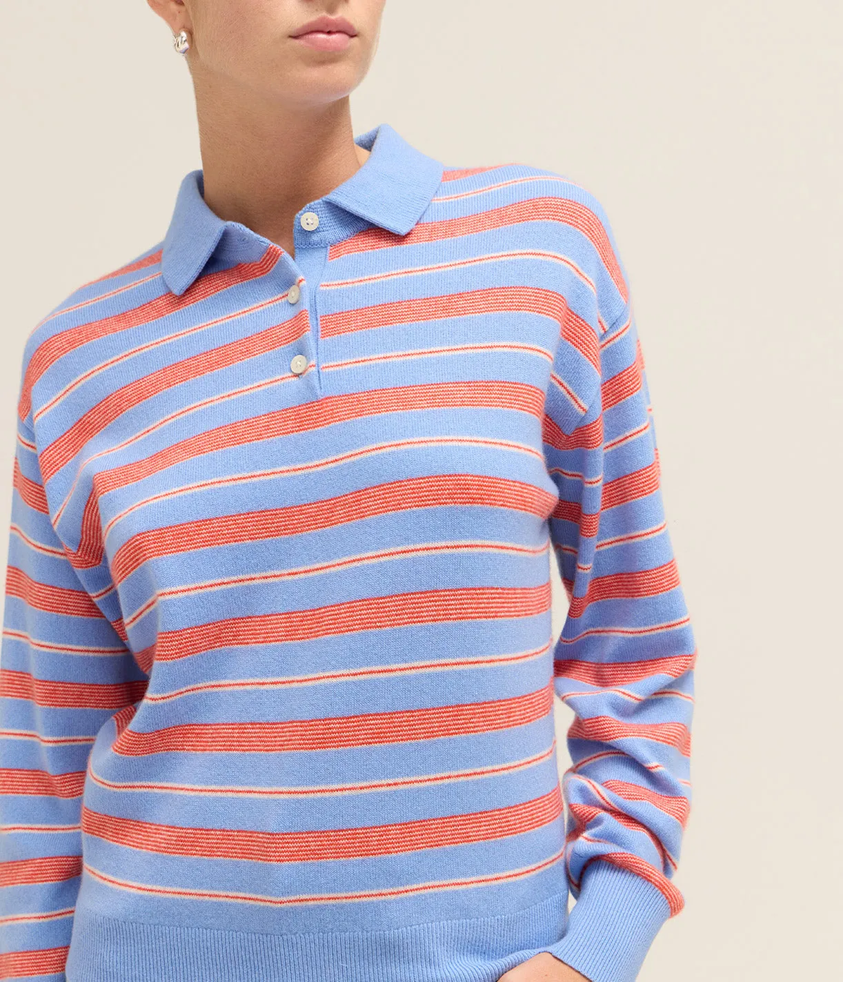 Collegiate Stripe Polo in French Blue