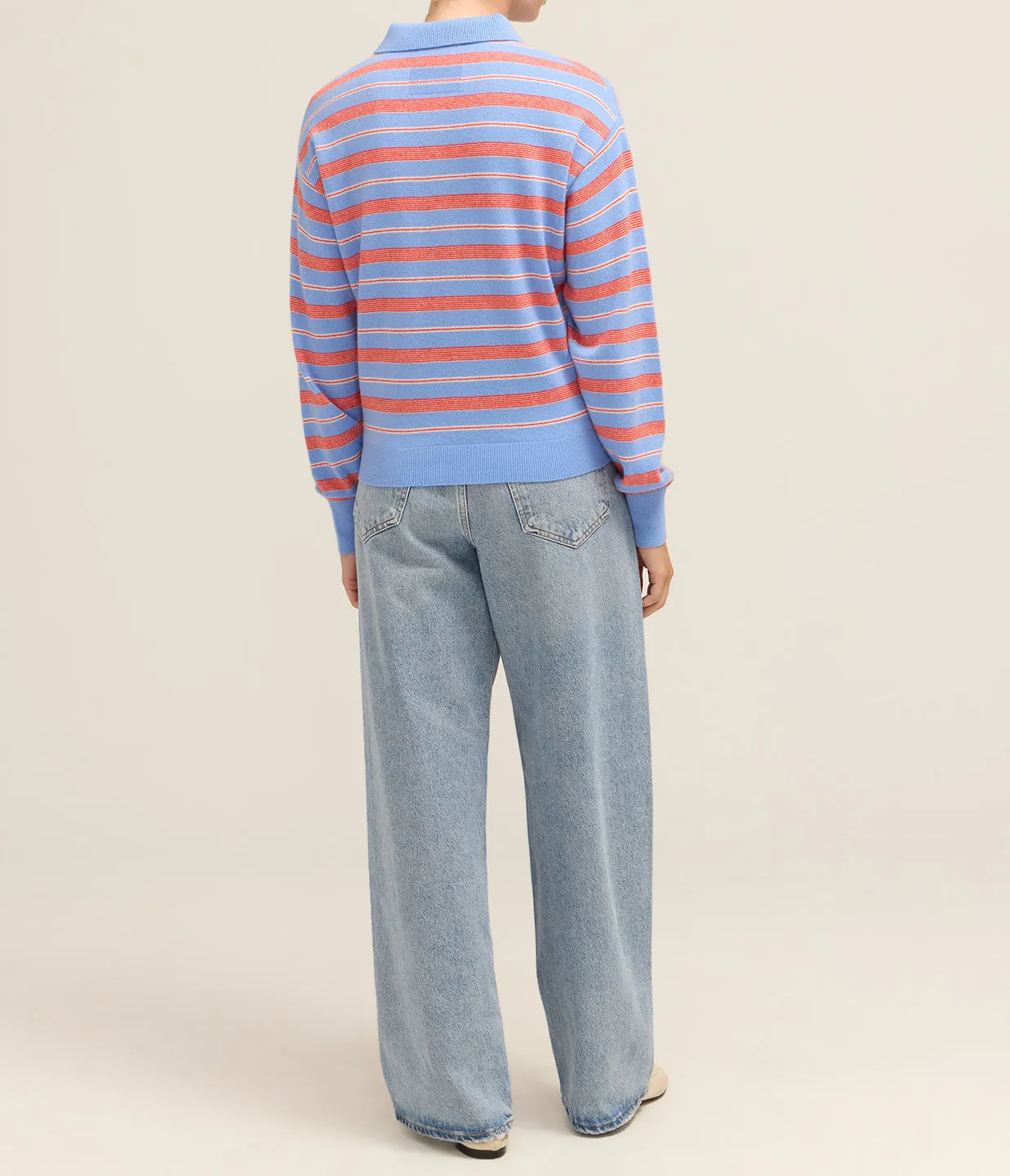 Collegiate Stripe Polo in French Blue