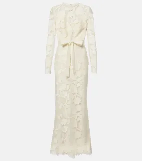 Elie Saab Floral embroidered tulle midi dress
