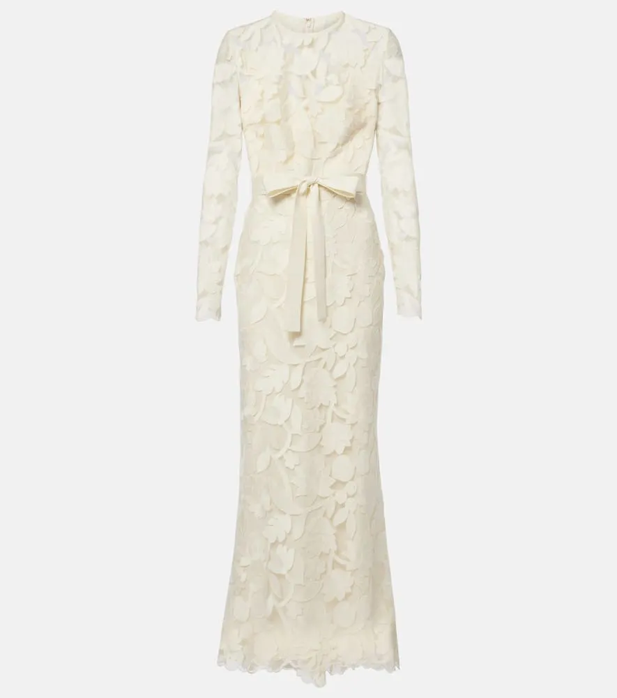 Elie Saab Floral embroidered tulle midi dress