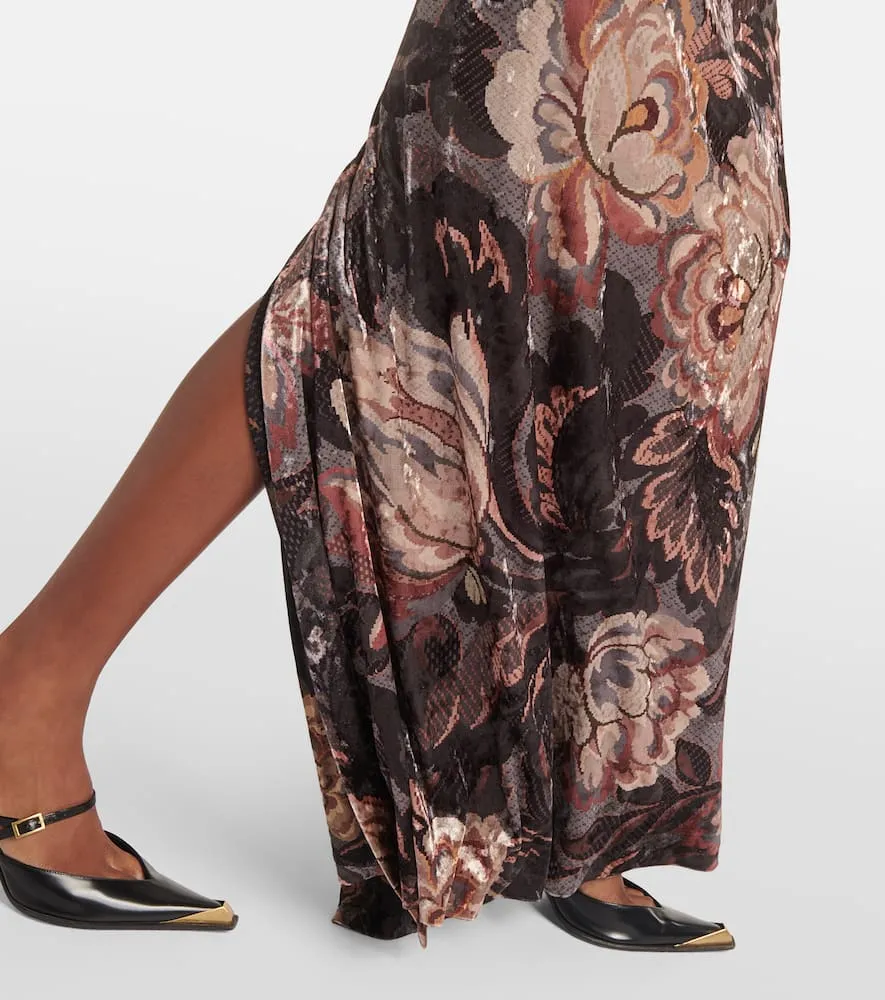 Etro Floral halterneck velvet gown