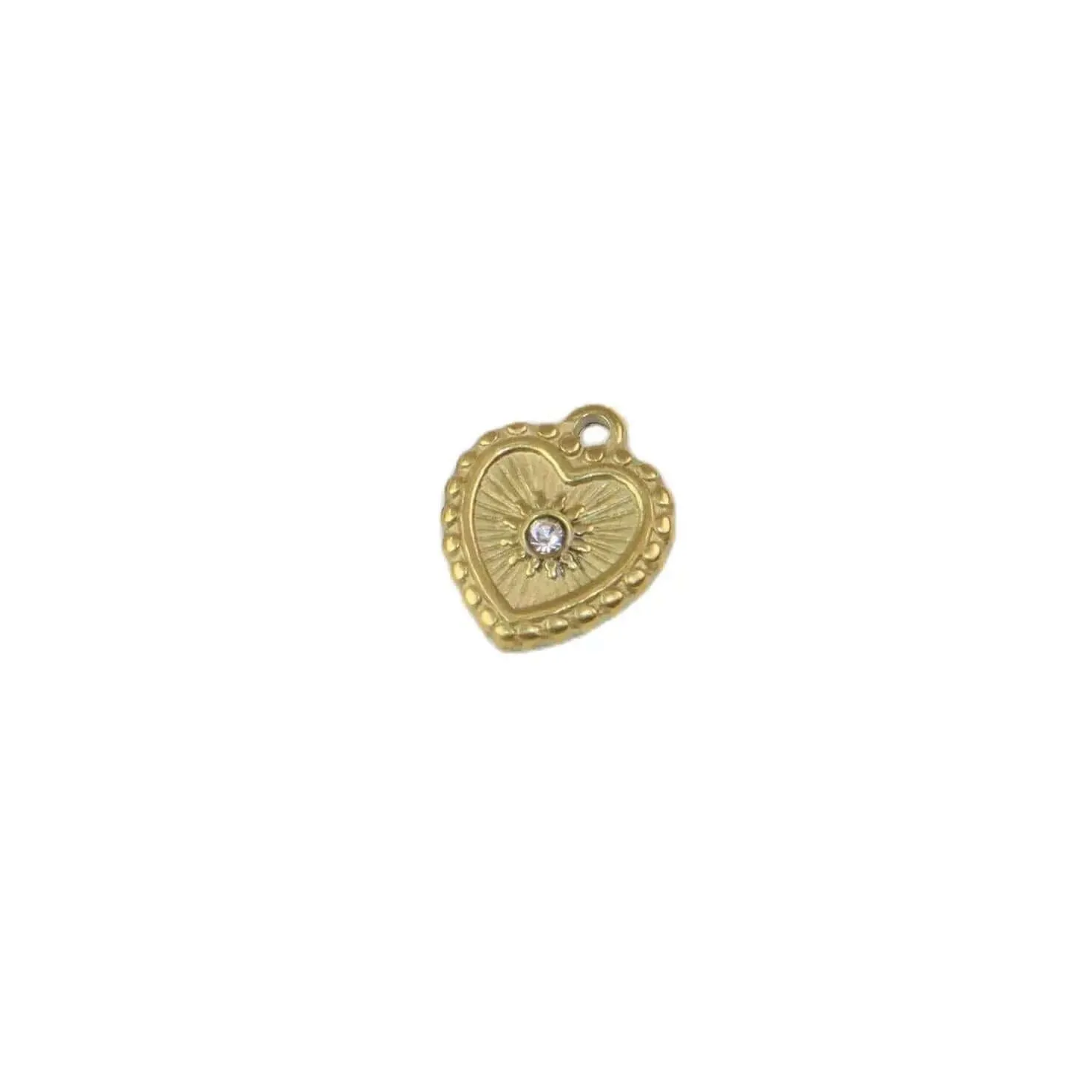 Heart Crystal Jewelry Charms Pendant - Available in Waterproof Gold - Sold Individually - A008