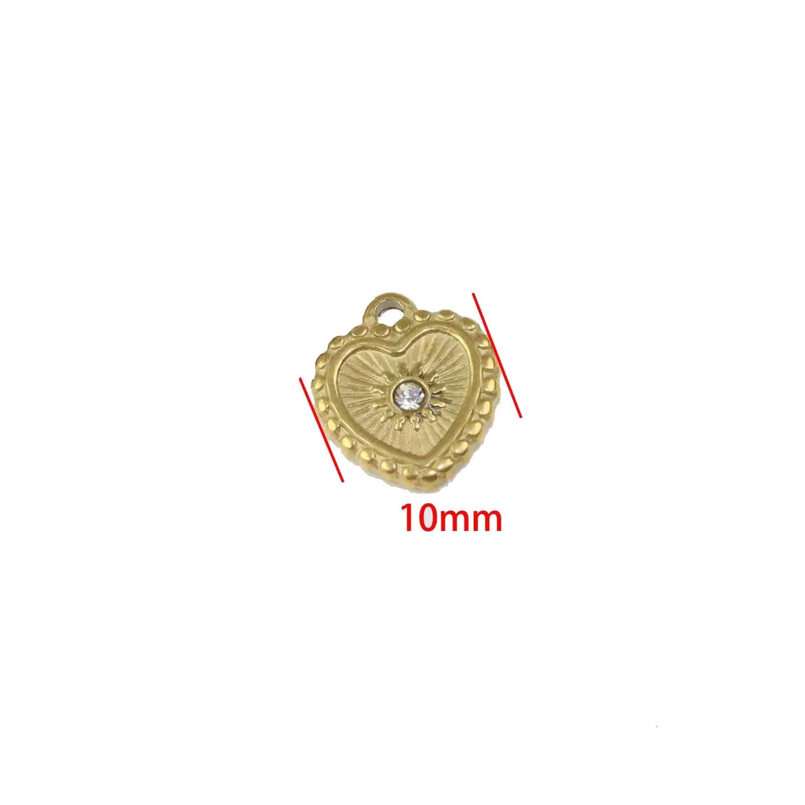Heart Crystal Jewelry Charms Pendant - Available in Waterproof Gold - Sold Individually - A008