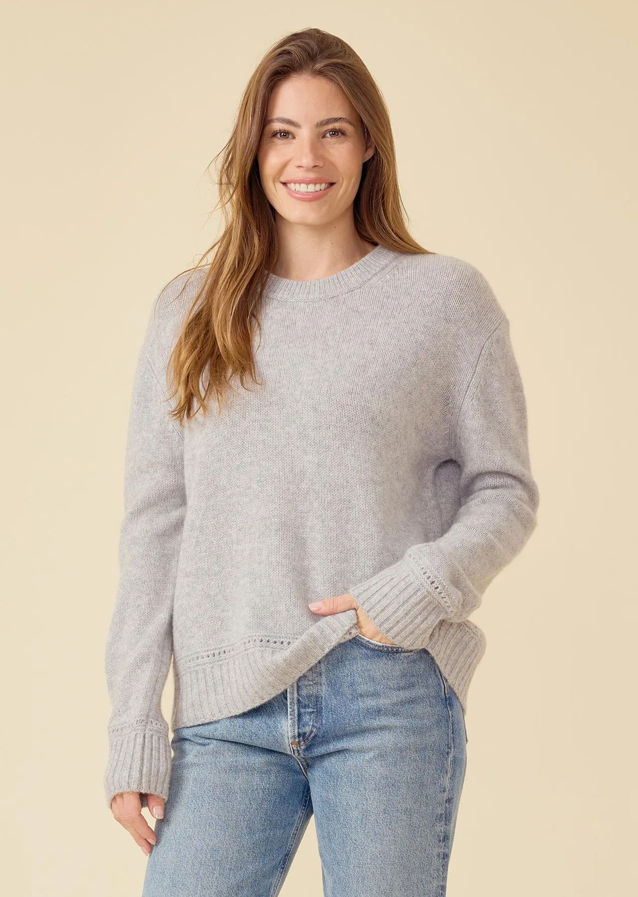 Karyna Cashmere Pullover - Heather Grey