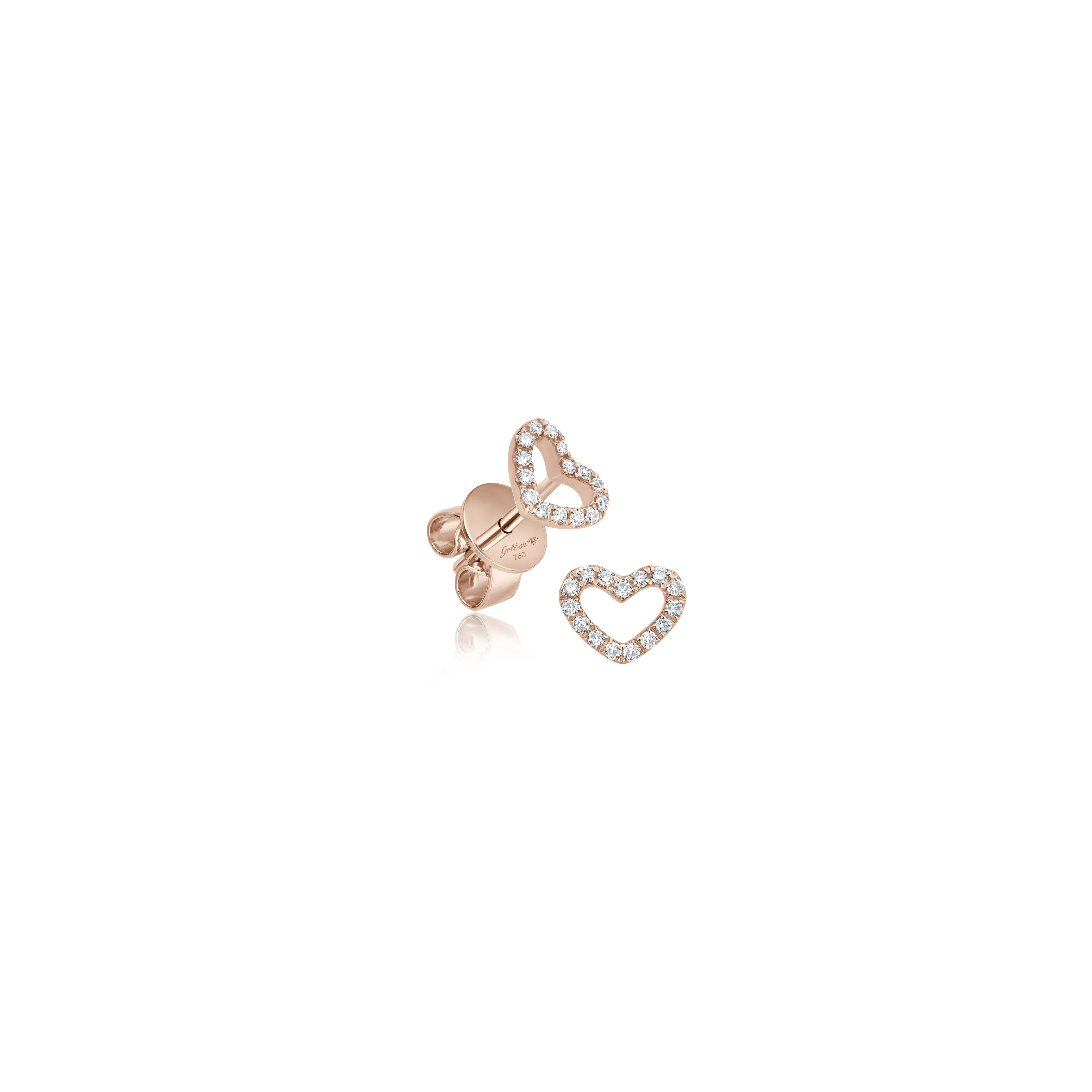 Minimal Diamond Herz Ohrstecker - Rosègold