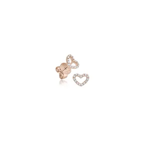 Minimal Diamond Herz Ohrstecker - Rosègold