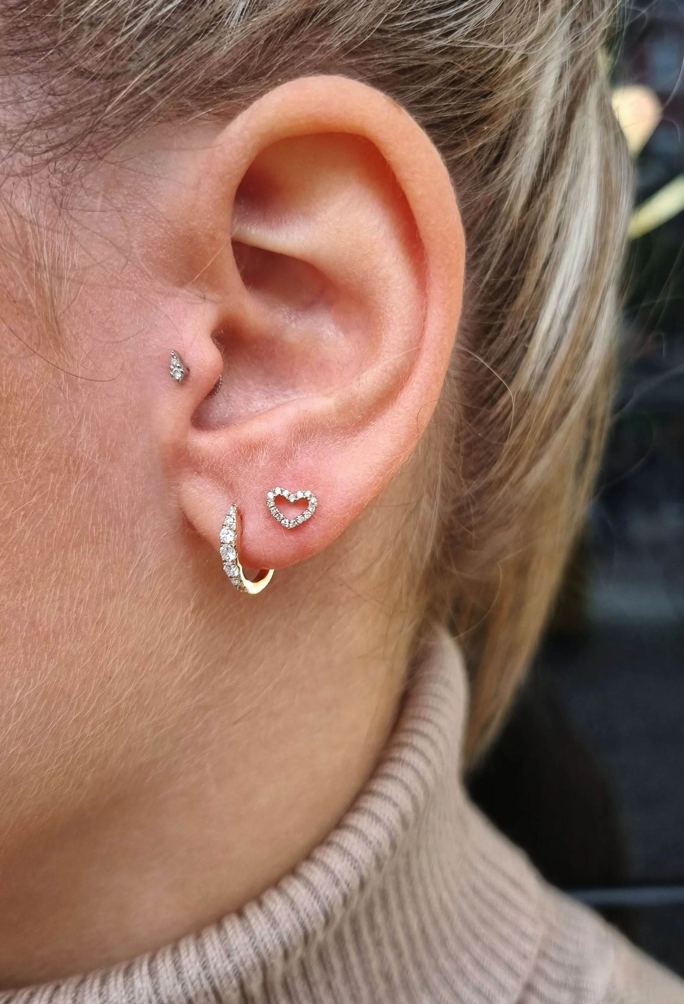 Minimal Diamond Herz Ohrstecker - Rosègold