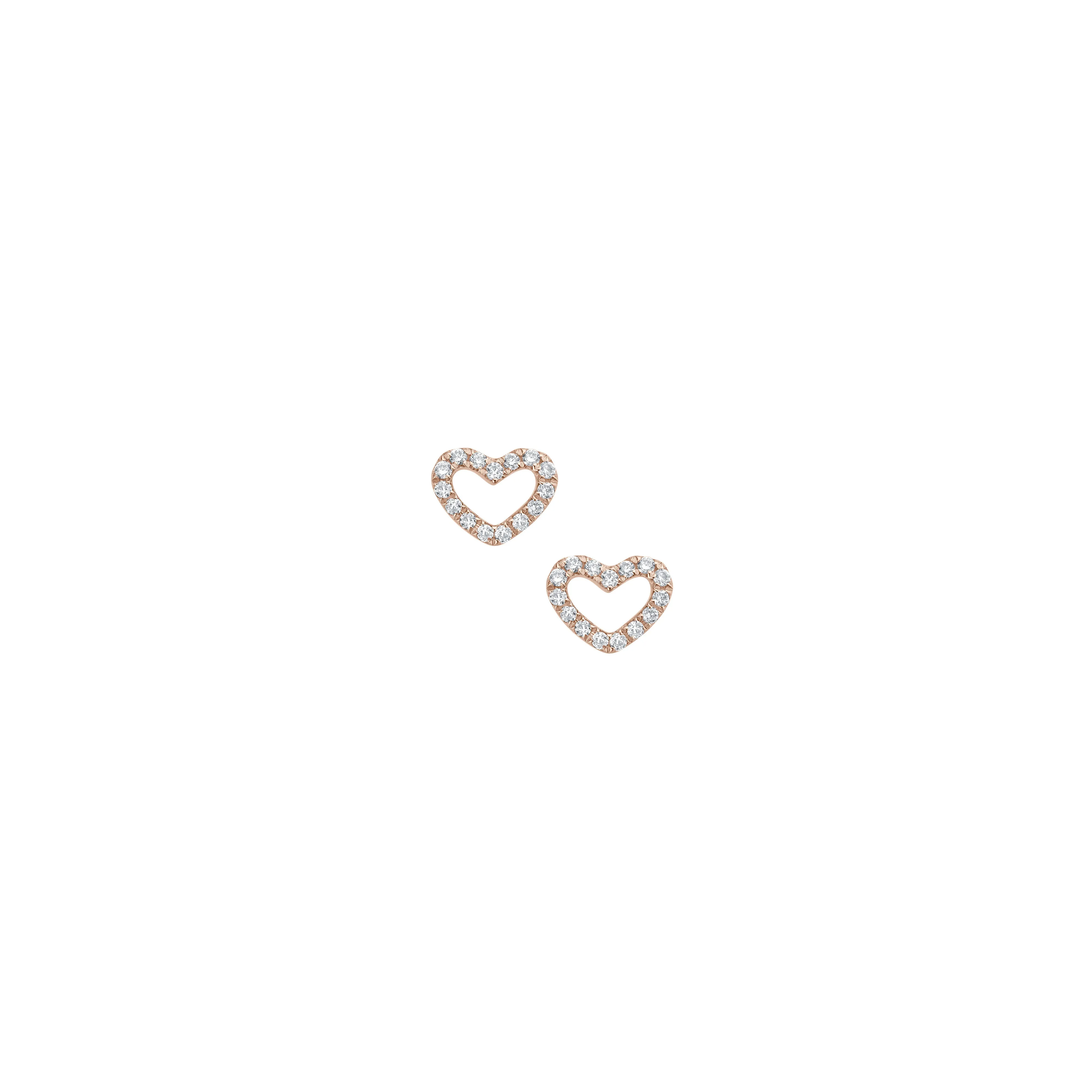 Minimal Diamond Herz Ohrstecker - Rosègold