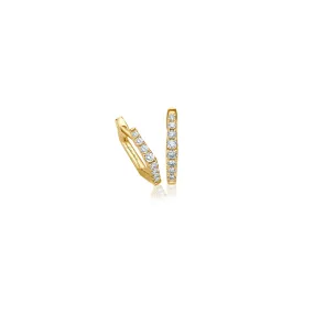 Minimal Hexagon Diamond Hoops - Gelbgold