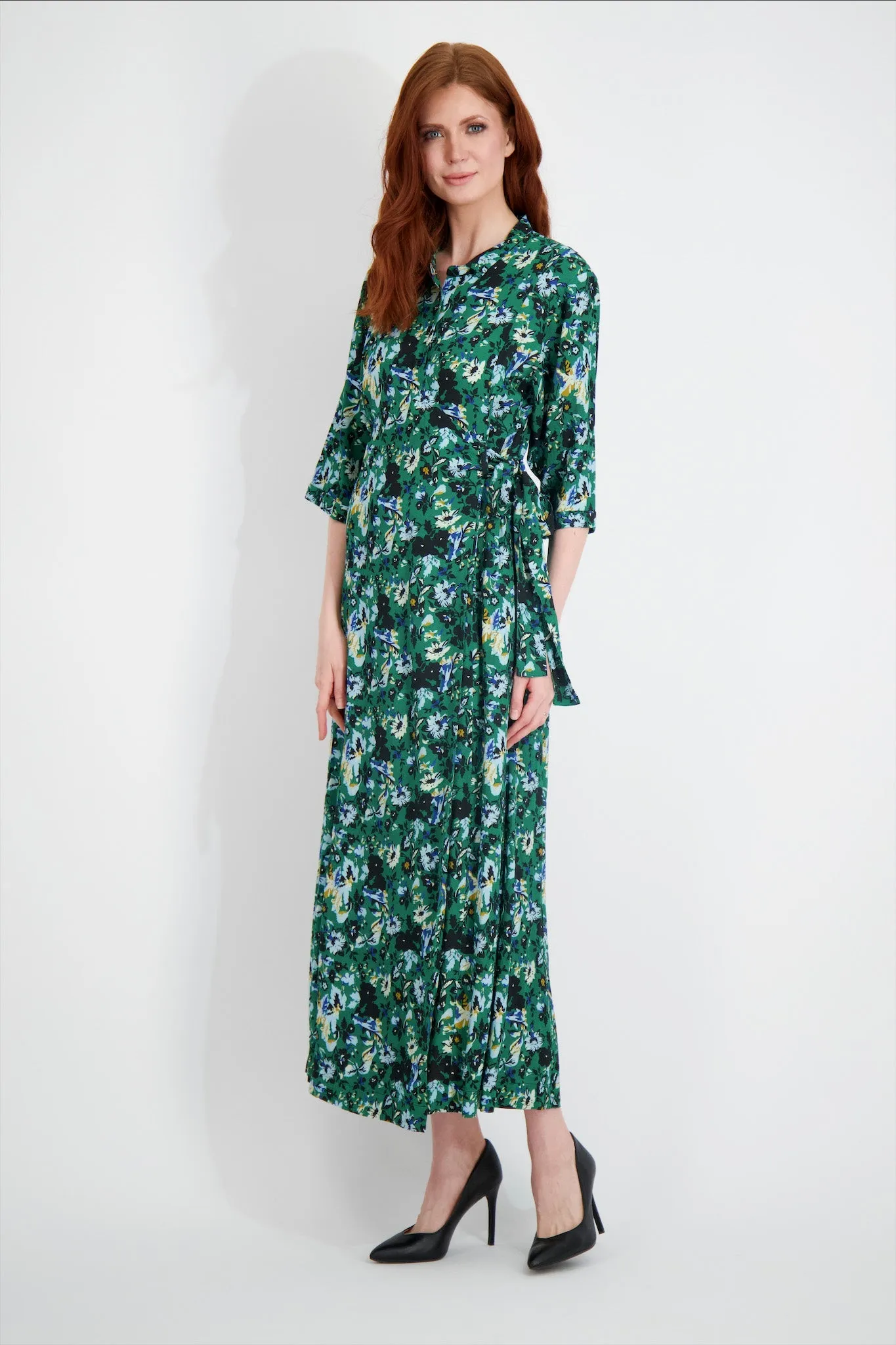MOCK WRAP OVER MAXI-FLORAL