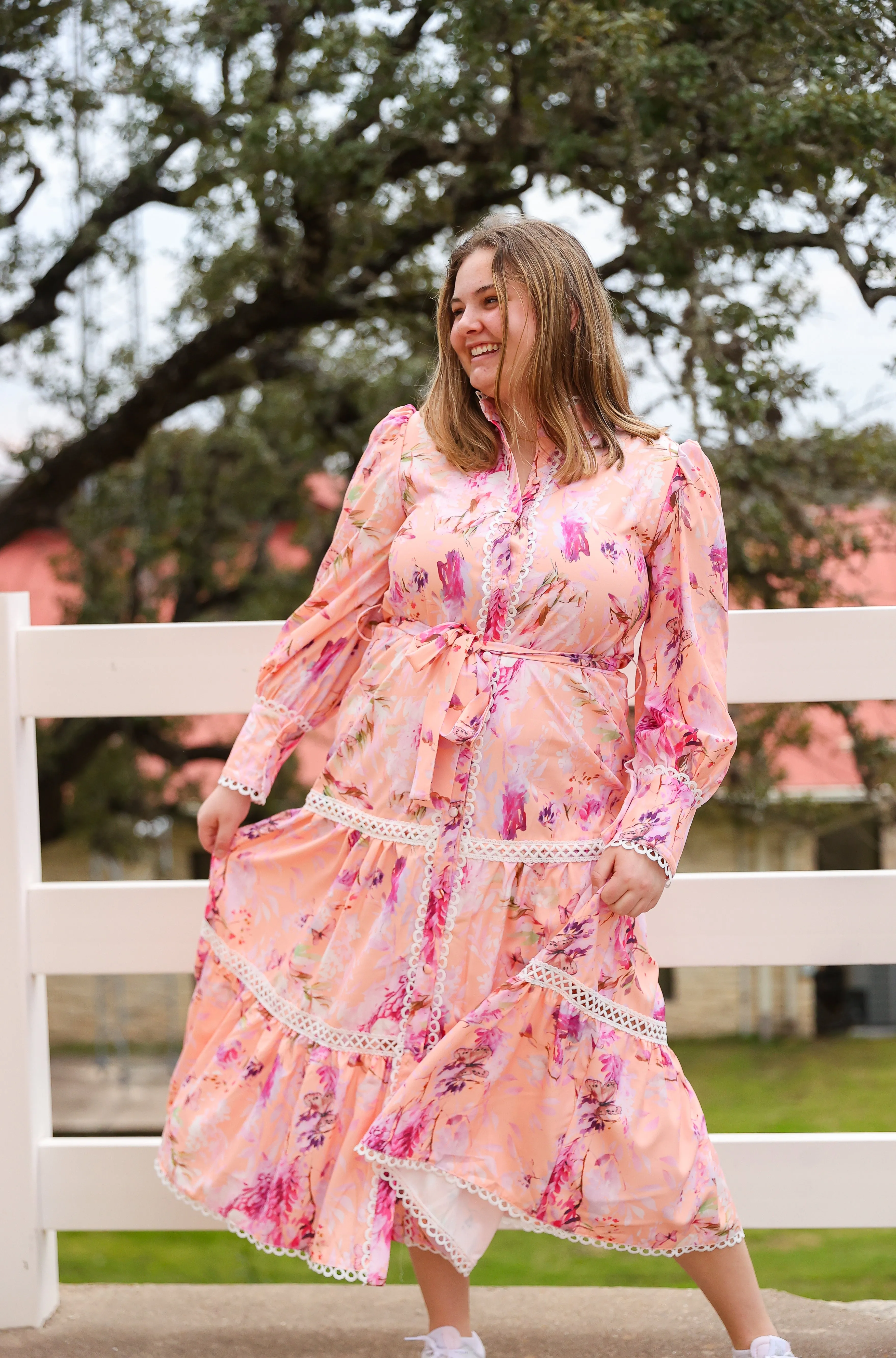 Peachy Butterfly Maxi Dress