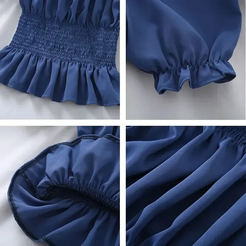 Rosalind - Elegant Puff-Sleeve Chiffon Blouse for Women