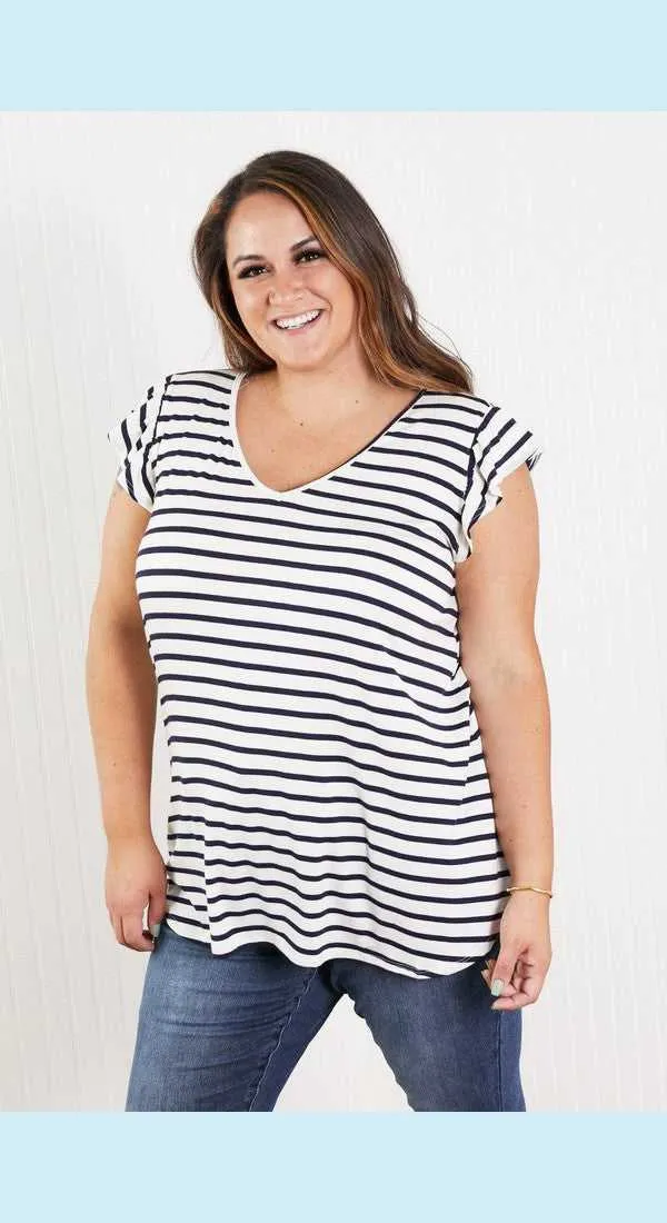 Sew In Love Illuminate the Way Full Size Striped Tee in Navy