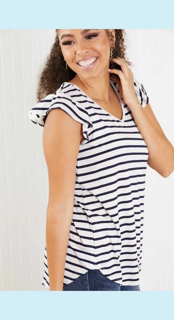 Sew In Love Illuminate the Way Full Size Striped Tee in Navy