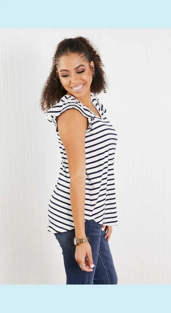 Sew In Love Illuminate the Way Full Size Striped Tee in Navy