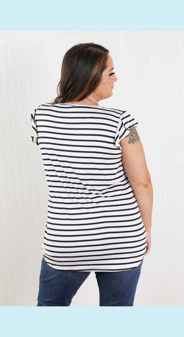Sew In Love Illuminate the Way Full Size Striped Tee in Navy