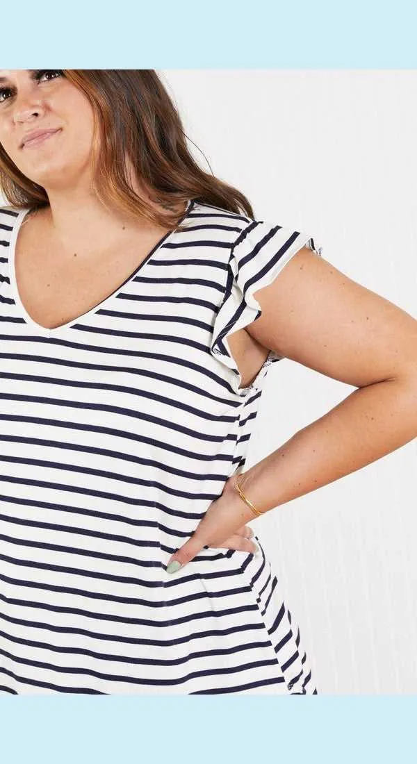 Sew In Love Illuminate the Way Full Size Striped Tee in Navy