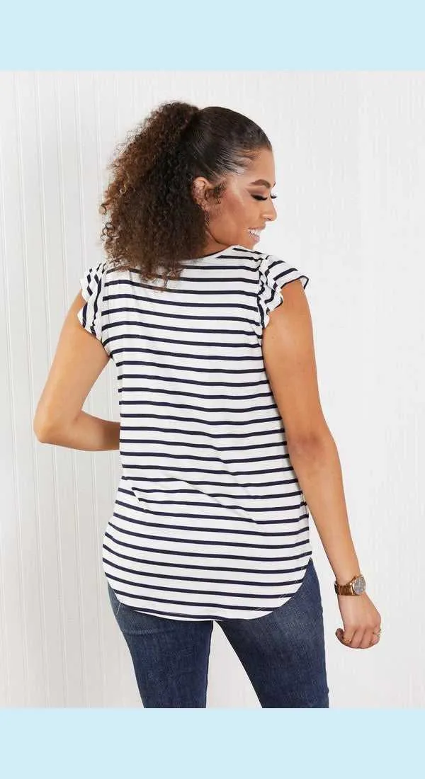 Sew In Love Illuminate the Way Full Size Striped Tee in Navy