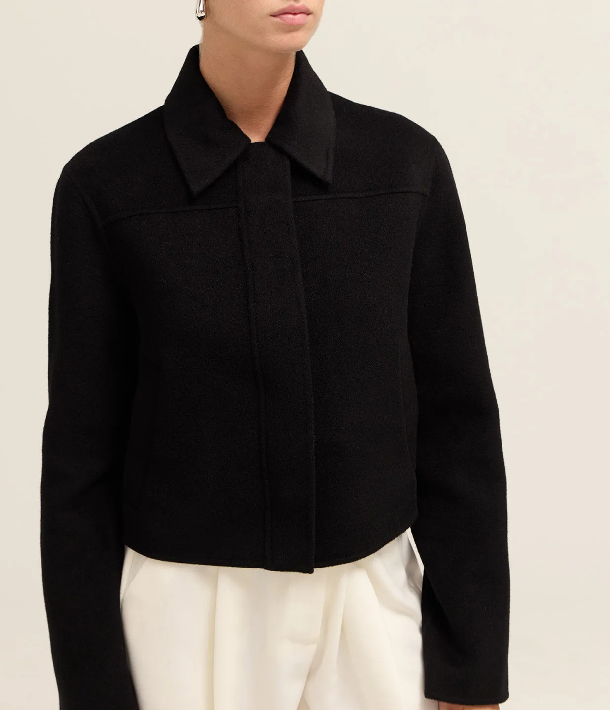 Zhanna Short Boxy Coat in Black