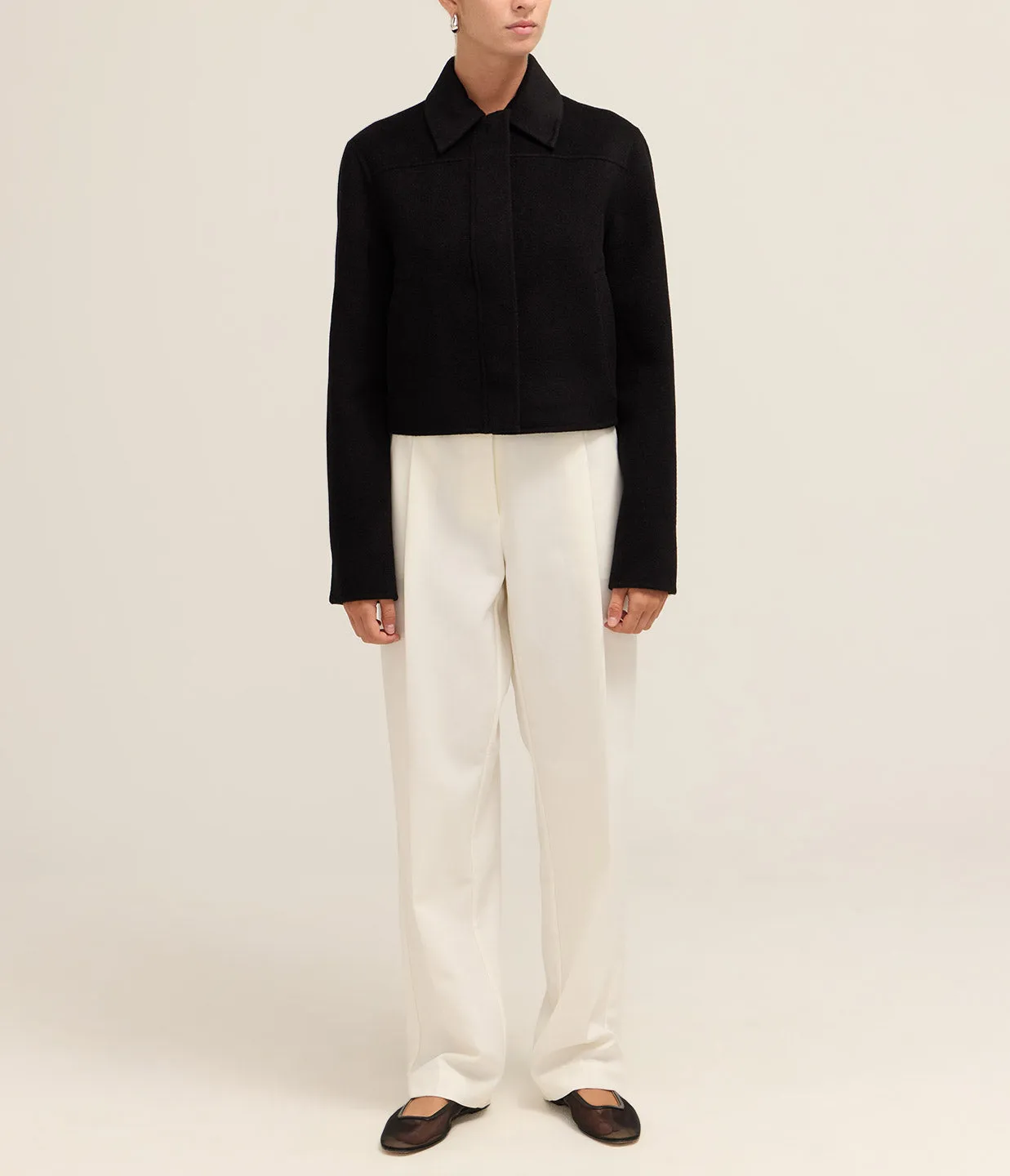 Zhanna Short Boxy Coat in Black