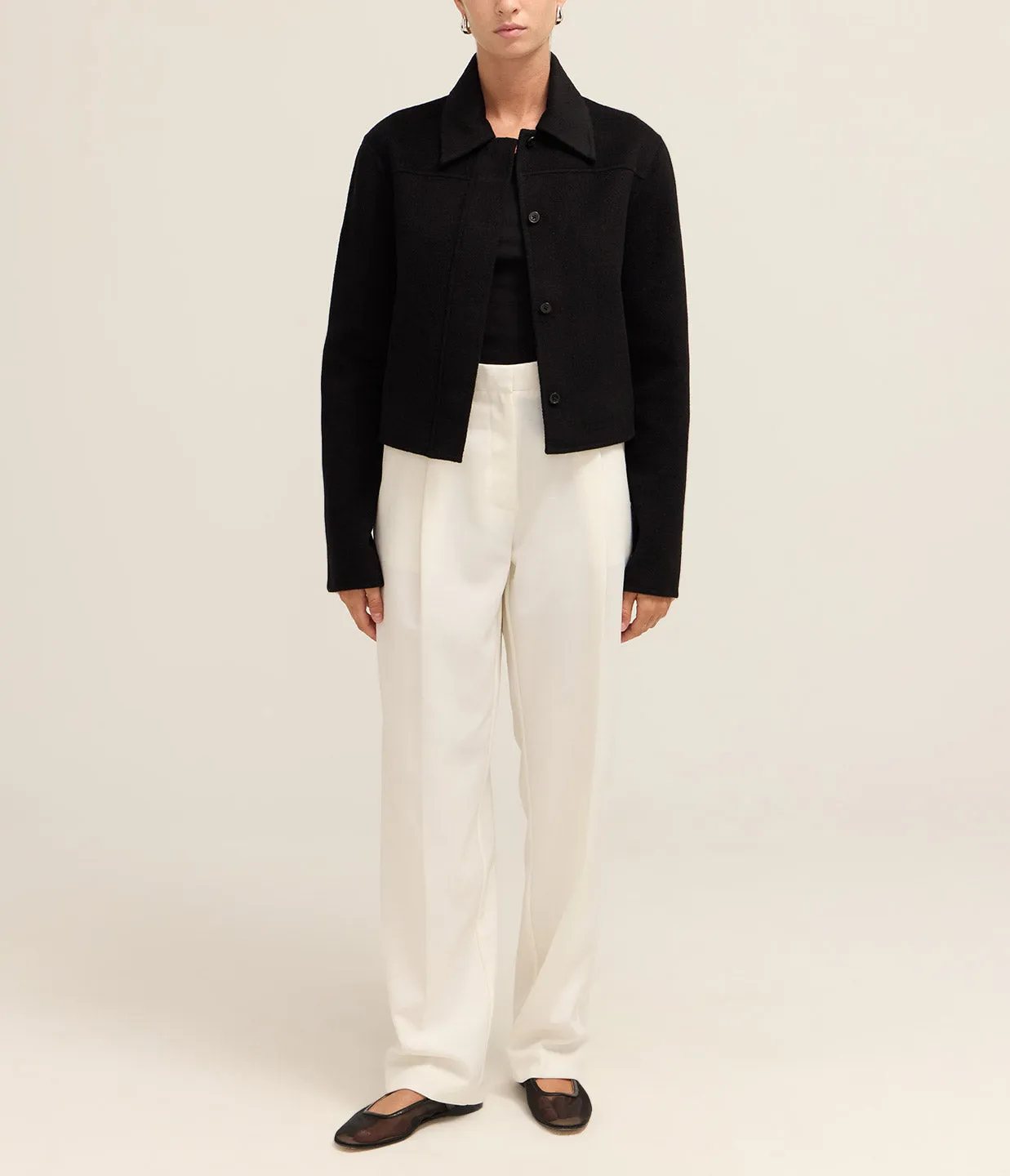 Zhanna Short Boxy Coat in Black
